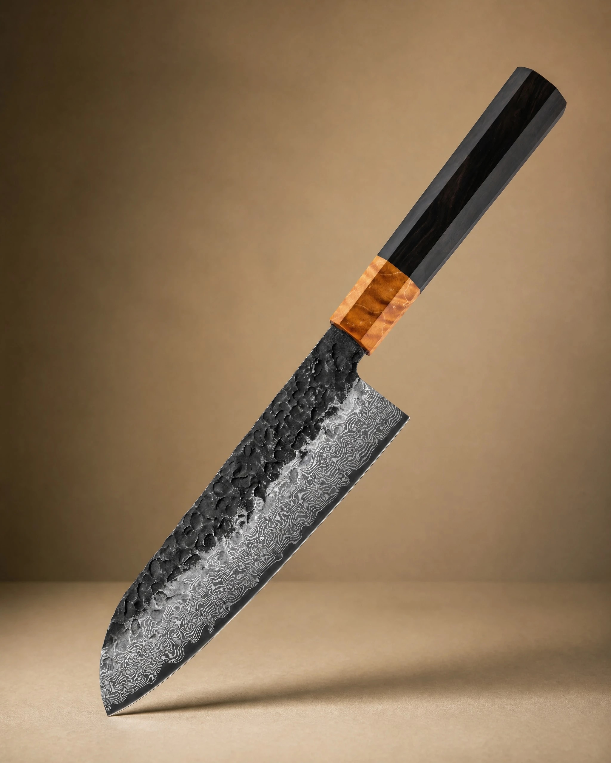 Dark Grain 7" Damascus Steel Santoku Knife 三徳包丁